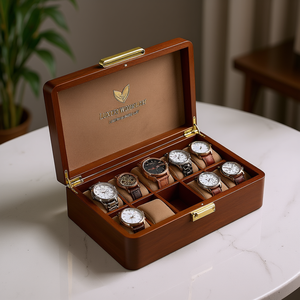 Boîte de présentation de montres de luxe en bois à 12 emplacements avec logo personnalisé, boîte de rangement pour bijoux - Product Image 2
