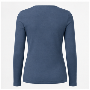 Womens Steel Blue Square Neck <b>Long</b> Sleeve Slim <b>Fit</b> <b>T</b> <b>Shirt</b> WTS-0096 - Product Image 2