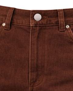 Vaqueros cargo de mezclilla marrón personalizados de cintura alta y pierna ancha con bolsillos con cremallera, estilo urbano, pantalones casuales de ajuste holgado para mujer, OEM personalizado - Product Image 5