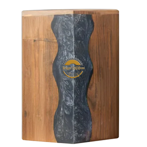 Handcrafted Ocean Wave Resin & Natural Wood Cremation Urn Blue Epoxy Ashes <b>Box</b> Artistic Funeral Memorial Keepsake by AYAANS - Product Image 1