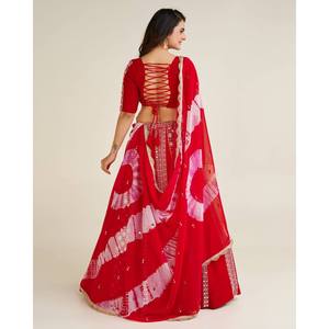Lehenga Choli de Fiesta con Bordado de Hilo de Algodón y Lentejuelas - Product Image 2