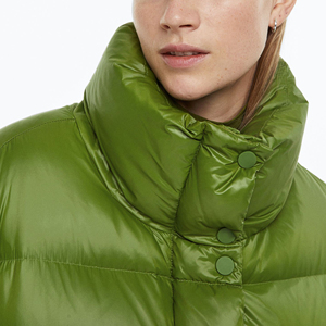 Chaqueta Acolchada Verde para Mujer, Color Sólido, con Capucha, Cierre de Cremallera, Manga Larga, Fibra de Poliéster, Impermeable, Cuello Desmontable, Invierno - Product Image 6