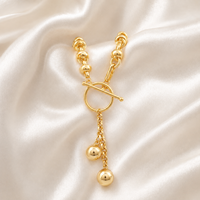 Colliers en gros plaqués or 18 carats avec fermoir à bascule, chaîne à maillons tendance avec sphères pendantes, bijoux pour femmes pour mariage et anniversaire