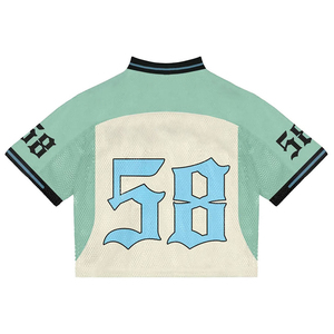 Tendances classiques : Maillot de football américain personnalisé respirant grande taille avec motif lettres |   Design rétro en maille |   Sublimation OEM - Product Image 3