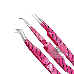Juego de Pinzas para Pestañas HARL, Pinzas de Precisión de Acero Inoxidable con Diseño de Pestañas Rosadas para Aplicación de Pestañas, Pinzas para Extensión de Pestañas - Product Image 3