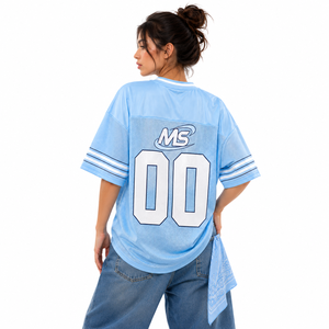 2027 Hot Sale Custom Printed V-Neck <b>Mesh</b> Football Jersey <b>Short</b> Sleeve Relaxed Fit Number Graphic Striped Sleeves Eco-Friendly - Product Image 2