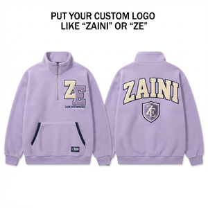 Premium 240 GSM Polyester Fleece <b>Men's</b> Running <b>Jacket</b> Half Zip Soft <b>Warm</b> Lavender Custom Logo Applique Waterproof Breathable - Product Image 1