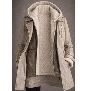 Abrigo de lana hecho a mano - Abrigo de invierno con capucha y forro desmontable - Product Image 1