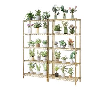 Espositore a Cinque Ripiani in Ferro Lucido 74*34*150cm con Ruote Regolabili e Piedini per Regolazione Libera dello Spazi tra i Ripiani per Unità di Scaffalatura - Product Image 6