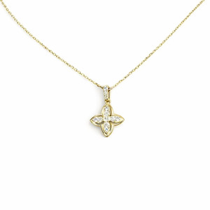 Elegante Colgante de Diamante con Forma de Flor de Cuatro Pétalos, Color DEF, Claridad VVS, Diamante Cultivado en Laboratorio, Oro Sólido de 14K, Joyería para Novia, Regalo de Boda - Product Image 3