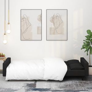 Canapé-lit 2 places en velours noir, bois et plastique - Product Image 3