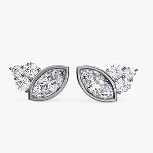 Pendientes de Diamantes Cultivados en Laboratorio Marquise de 0.50ct, Oro Amarillo de 14K, Certificados por IGI, Elegantes y Minimalistas, Joyería Fina para Regalo de Boda - Product Image 1