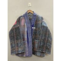 Veste kimono en patchwork 100% coton faite à la main, col châle, manches longues, écologique, pour femme