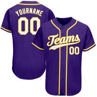 Jersey Baseball Ungu Custom Tim 00 Sablon Layar Unisex Dewasa Lengan Pendek Bahan Polyester Bernapas Jersey Tim Baseball