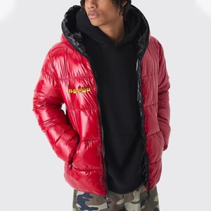 Chaqueta Bomber de Invierno Personalizada con Logotipo Bordado, Cierre de Cremallera Termosensible, Relleno de Algodón, Chaqueta con Capucha para Hombre - Product Image 3