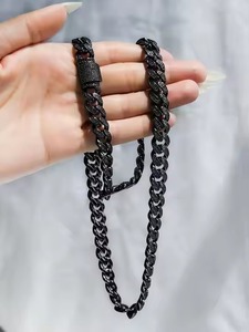 Único y de gran éxito de ventas: Collar de cadena cubana de diamantes de moissanita estilo Miami Hip-Hop y Pulseras de 14mm de ancho, de marca de moda urbana Rap - Product Image 4