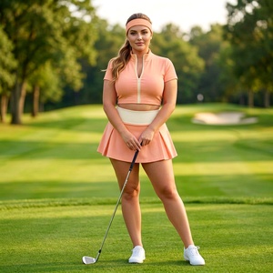 Falda de polo de golf para mujer al por mayor, 180 GSM, de punto elástico, corta, lisa, con ribete en contraste para marcas de etiqueta privada - Product Image 3