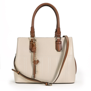 Sac fourre-tout décontracté en cuir PU bicolore, grande capacité, sac à bandoulière avec fermeture éclair, pour le bureau et l'usage quotidien, pour femme - Product Image 3