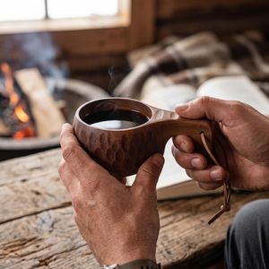 Handcrafted Wood <b>Cup</b> Family Set Wooden <b>Camping</b> Mug Ergonomic Coffee Tea Bushcraft <b>Cup</b> for Home & Outdoor - Product Image 3