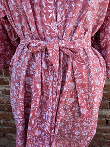 ชุดคลุมลายดอกไม้สไตล์อินเดียขายดีประจำปี 2026 พร้อมเชือกผูก ปรับได้ ลายพิมพ์บล็อก ใช้เป็นชุดคลุมอาบน้ำ ชุดชายหาด ชุดกิโมโน ชุดนอนฤดูหนาว - Product Image 5