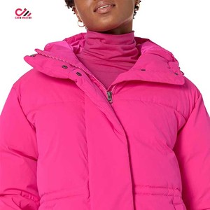 Veste matelassée personnalisée, couleur unie rose, manteau d'hiver épais, style doudoune avec capuche - Product Image 6