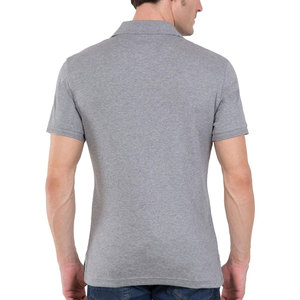 <b>Men's</b> Gray Short Sleeve Knitted Polo <b>Shirt</b> Casual Solid Color 100% Cotton - Product Image 3