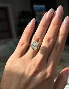 Signet 3.02CT Cushion Cut Diamond Elongated <b>Ring</b> 14K Yellow Gold Lab Grown for Unisex IGI Certified Romantic <b>Proposal</b> Gift Her - Product Image 3