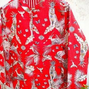 Veste matelassée légère et respirante en coton brodé imprimé animalier rouge, écologique, pour femme - Collection 2026 - Vente chaude - Direct Usine - Product Image 2