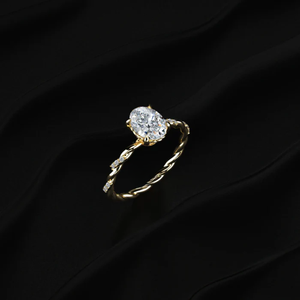 Nueva Colección: Anillo de Compromiso con Banda Trenzada y Diamante CVD Ovalado, Brilla con Confianza y Gracia, Claridad D-E VVS-VS, Certificado IGI - Product Image 3