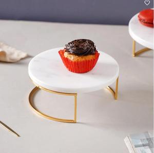 Support à gâteau rond en métal pour mariage et anniversaire avec plateau en marbre - Décoration de service résistante à la chaleur - Product Image 5