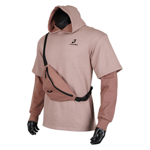 Custom Men's Layered <b>Short</b> <b>Sleeve</b> <b>Hoodie</b> Two Tone 100% Cotton Streetwear Pullover Private Label OEM Manufacturer - Product Image 3