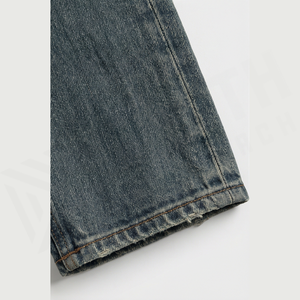 Jean en denim délavé coupe droite pour homme, coupe slim, taille mi-haute, en coton, style décontracté automne - Product Image 6
