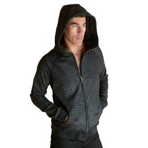 Sudadera con Capucha y Cierre para Hombre, Estampado Geométrico, Corte Regular, Informal, para Otoño, 100% Poliéster, Tejido Transpirable - Product Image 1