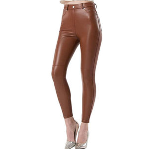 Hot Selling Winter Genuine Leather Eco-Friendly Windproof Streetwear High Waist Pencil Pants Jogger <b>Legging</b> Trousers for Women - Product Image 3