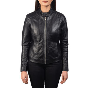 Chaqueta Bomber Negra Unisex de Lana Genuina, Corte Holgado, Cuello Mao, Cierre Frontal con Cremallera, Calidad Premium para Invierno, Suministro al por Mayor OEM ODM - Product Image 2