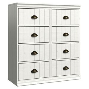 Set di 2 Cassettiere Scanalate a 4 Cassetti in Legno Bianco con Maniglie in Metallo Bronzato e Cassetti con Chiusura Ammortizzata - Product Image 5