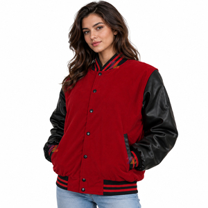 Men <b>Women</b> Oversized Crop Varsity Baseball Jacket Shiny <b>Velvet</b> Body PU Leather Sleeves Quilted Warm Lining Winter Streetwear <b>Coat</b> - Product Image 3