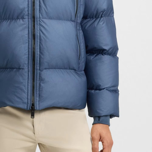 Veste matelassée à capuche pour homme, hiver, épaisse, isolée, coupe-vent, couleur unie, fermeture éclair, coupe classique, bleu - Product Image 5