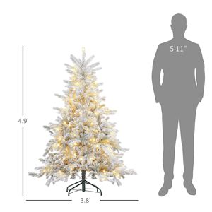 Albero di Natale Artificiale Preilluminato con Luci LED Bianco Caldo, 150 cm, 931 Rami, Base in Metallo Pieghevole, Effetto Neve, Realistico - Product Image 6