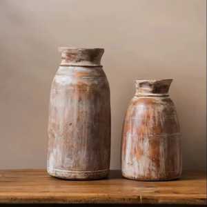 Nordic Modern White <b>Ceramic</b> Vase with Gold Metal <b>Ring</b> and Wood Base Decorative Geometry Bud Vase for Wedding Table Decoration - Product Image 5