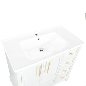 Lavabo da Bagno in Ceramica Bianca da 35,6 Pollici, Solo Materiale Ceramico Senza Mobile - Product Image 5