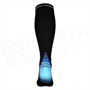 North Approach <b>Knee</b> <b>High</b> Running <b>Socks</b> Black Breathable Spandex Polyester Adults Summer Sport <b>Socks</b> - Product Image 2