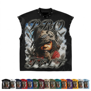 Débardeur sans manches personnalisé avec logo pour homme, style streetwear oversize, imprimé, tendance punk, pour l'été - Product Image 1