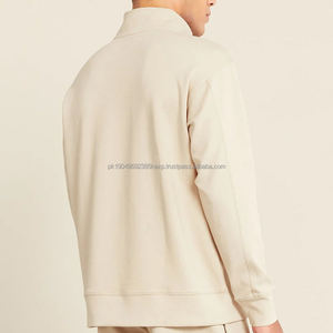 Sweat-shirt en coton bambou pour hommes Pull demi-zip Sweat-shirt en molleton bio pour hommes Quarter Zip Sweats à capuche unisexe Pulls pour hommes - Product Image 5