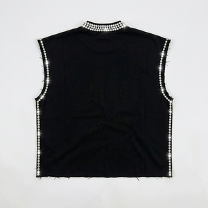Camiseta sin mangas con estampado gráfico personalizado DTG, 100% algodón jersey, tela suave, estilo vintage, con pedrería, unisex. - Product Image 2