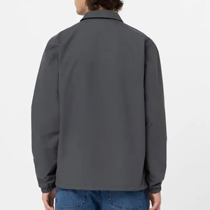 Veste Coach Légère Gris Foncé Uni avec Boutons Pression, Tissu Nylon, Style Minimaliste Décontracté Streetwear - Product Image 2