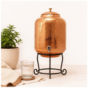 Distributeur d'eau en cuivre pur avec réservoir en cuivre martelé pour la maison, le bureau et la décoration de yoga – Matka en cuivre martelé - Product Image 2