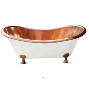 Baignoire ovale artisanale élégante en cuivre martelé sur pieds, style antique, autoportante, de luxe, pour hôtels et villas. - Product Image 2