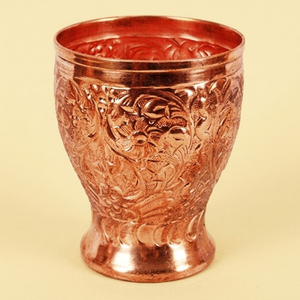 Handcrafted 100% Pure Copper Tumbler with Intricate Hand-Engraved Floral Design Traditional Ayurvedic Drinking Glass For Barware - Product Image 1