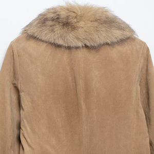 Veste en daim synthétique pour femme, hiver, avec doublure en fourrure, style rétro, col en V, simple boutonnage - Product Image 3